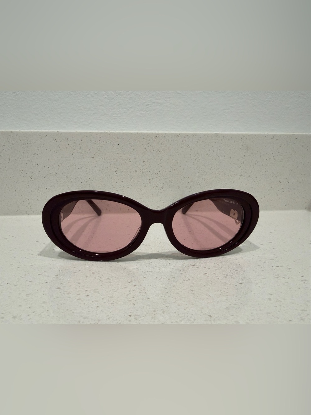 Women's Burgundy Frame Sunglasses with Pink Lenses - Picture 2 of 5